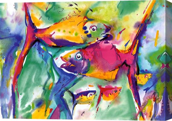 alfred gockel Colorful Fish Stretched Canvas Painting / Canvas Art