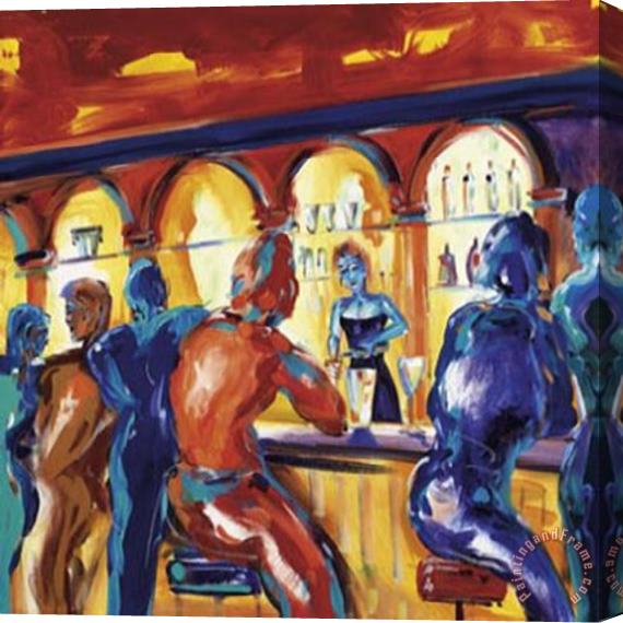 alfred gockel Friends at The Bar Stretched Canvas Painting / Canvas Art