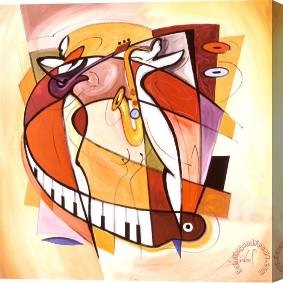 alfred gockel Wailing on The Sax Stretched Canvas Print / Canvas Art