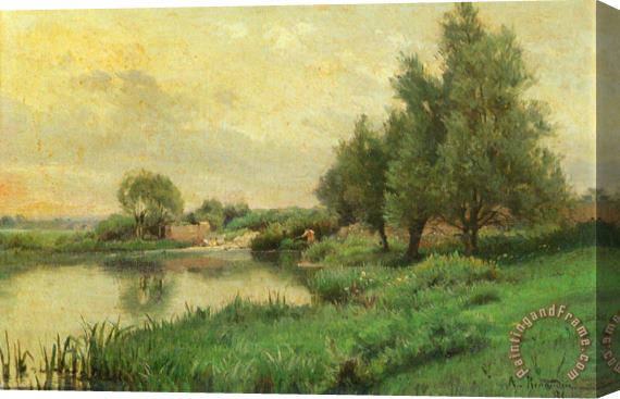 Alfred Renaudin Fisher by The River Stretched Canvas Painting / Canvas Art