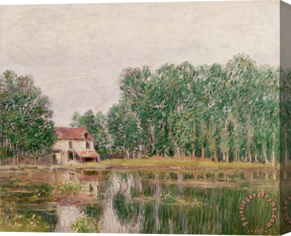 Alfred Sisley The Banks of the Canal at Moret Sur Loing Stretched Canvas Painting / Canvas Art