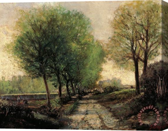 Alfred Sisley Tree-lined Avenue In A Small Town Stretched Canvas Painting / Canvas Art