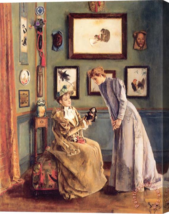 Alfred Stevens Lady with a Japanese Doll Stretched Canvas Painting / Canvas Art