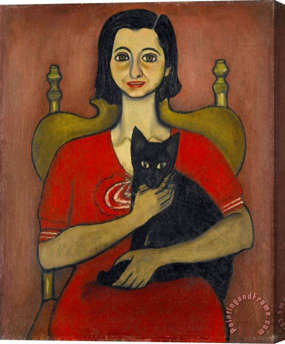 Alice Neel Untitled (woman with a Cat) Stretched Canvas Painting / Canvas Art