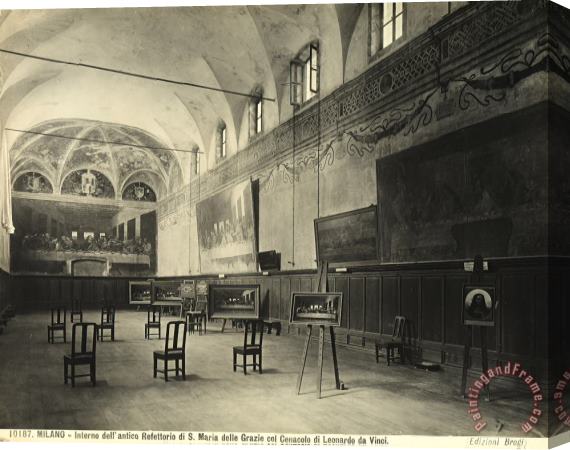 Alinari Interior of the dining hall of the Church of Santa Maria delle Grazie Milan Stretched Canvas Print / Canvas Art