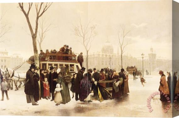 Alphonse Cornet A Disturbance on Le Quai De Gesvres, Paris Stretched Canvas Painting / Canvas Art
