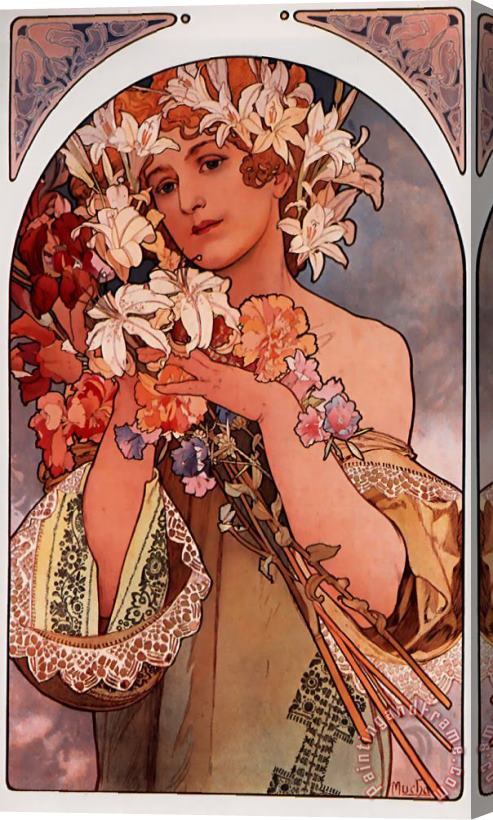 Alphonse Maria Mucha Flower Stretched Canvas Print / Canvas Art