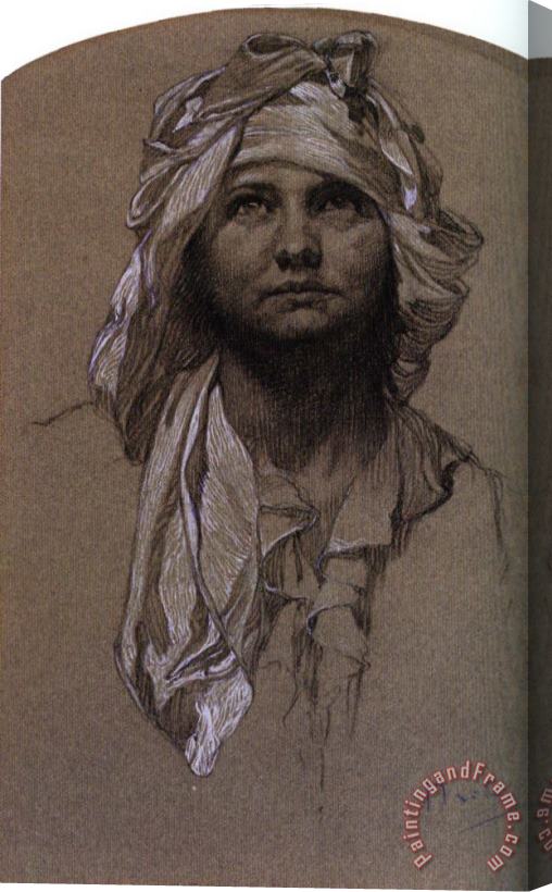 Alphonse Maria Mucha Head of a Girl Stretched Canvas Print / Canvas Art