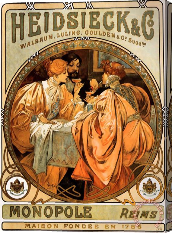 Alphonse Maria Mucha Heidsieck And Co. Stretched Canvas Painting / Canvas Art