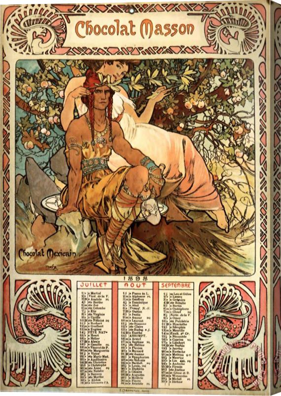 Alphonse Maria Mucha Manhood (calendar) Stretched Canvas Print / Canvas Art