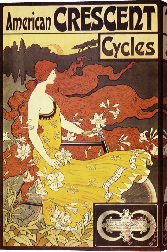 Alphonse Marie Mucha American Crescent Cycles Stretched Canvas Painting / Canvas Art