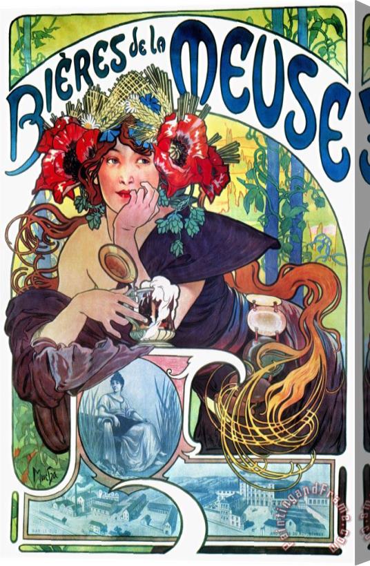 Alphonse Marie Mucha Beer Ad by Mucha C1897 Stretched Canvas Print / Canvas Art