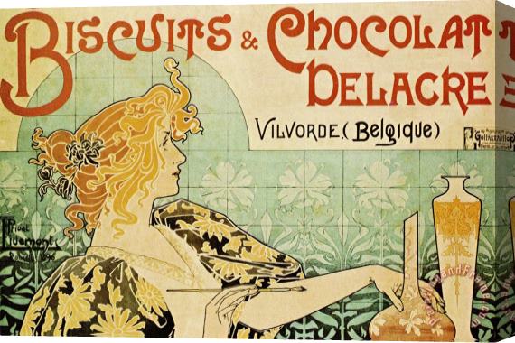 Alphonse Marie Mucha Biscuits And Chocolate Delcare Stretched Canvas Painting / Canvas Art
