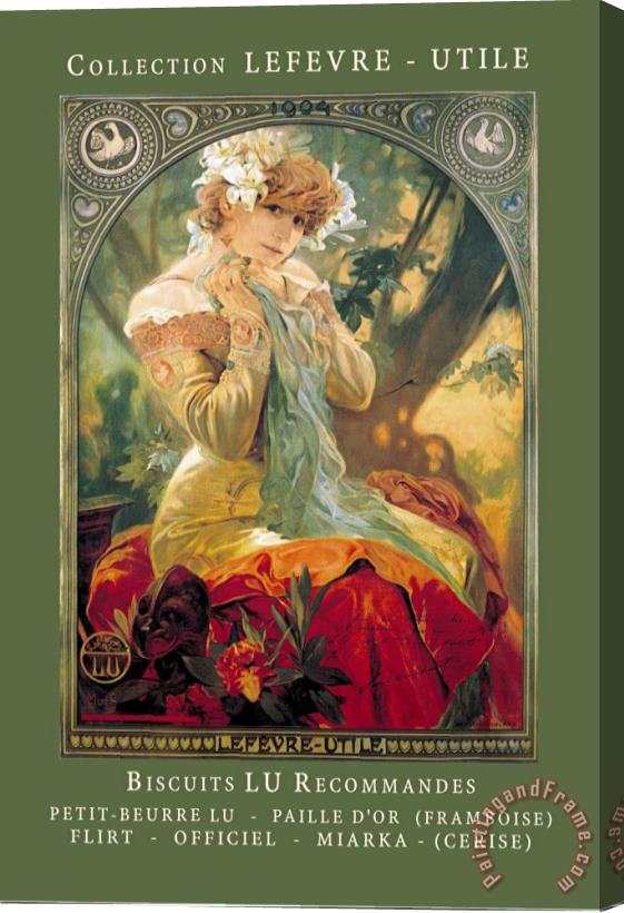 Alphonse Marie Mucha Biscuits Lu Recommandes Stretched Canvas Print / Canvas Art