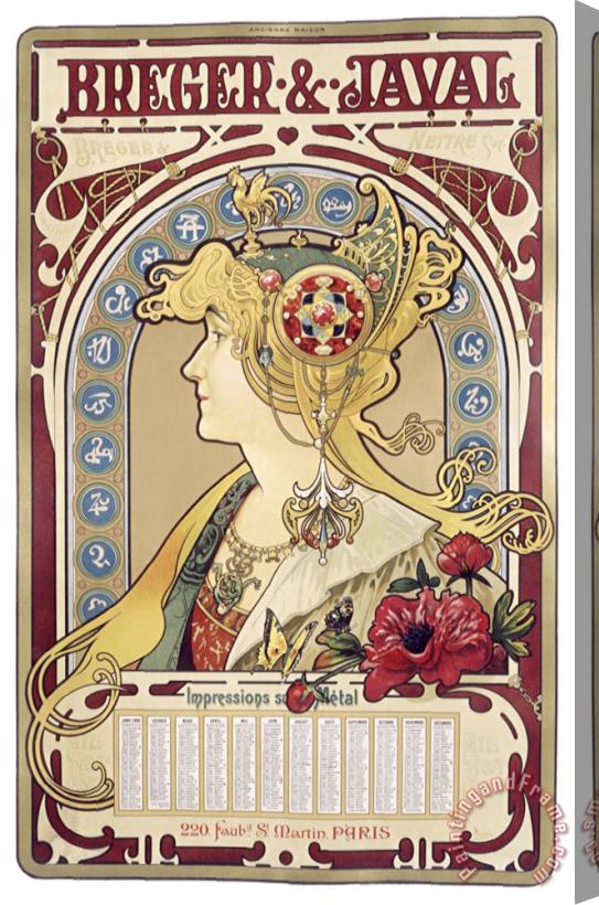 Alphonse Marie Mucha Breger Javal Calendar Stretched Canvas Painting / Canvas Art