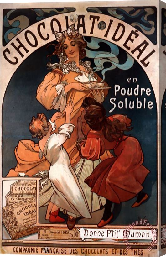 Alphonse Marie Mucha Chocolat Ideal 1897 Stretched Canvas Print / Canvas Art