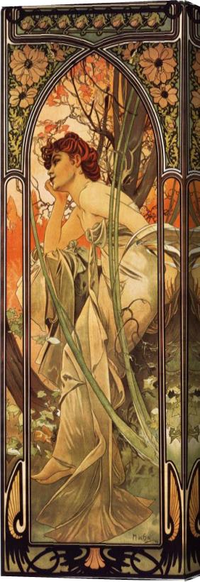 Alphonse Marie Mucha Evening Stretched Canvas Painting / Canvas Art