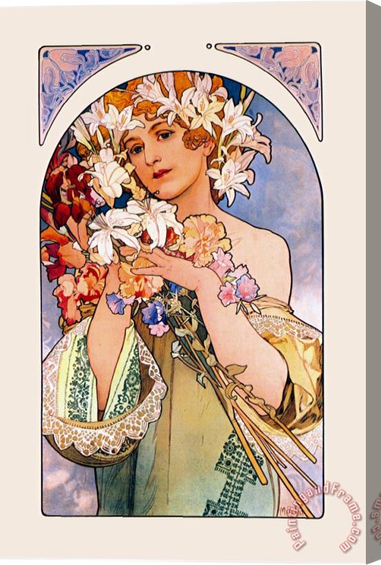Alphonse Marie Mucha Flower Stretched Canvas Painting / Canvas Art