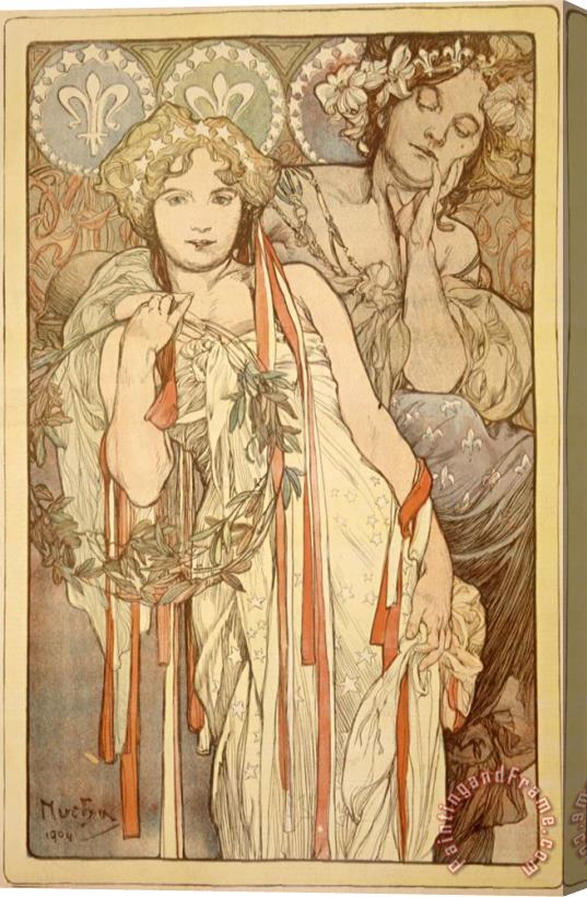 Alphonse Marie Mucha Friendship Stretched Canvas Painting / Canvas Art