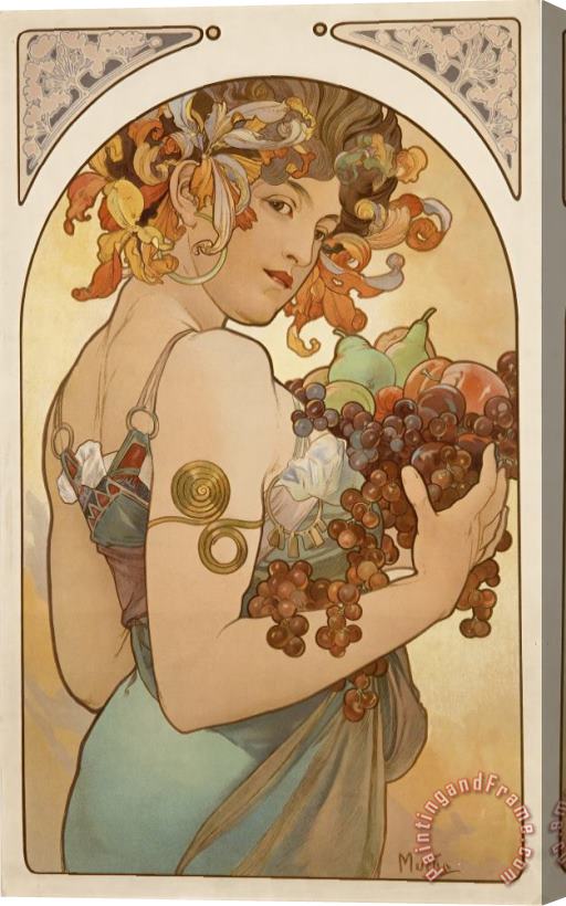 Alphonse Marie Mucha Fruit 1897 Stretched Canvas Print / Canvas Art