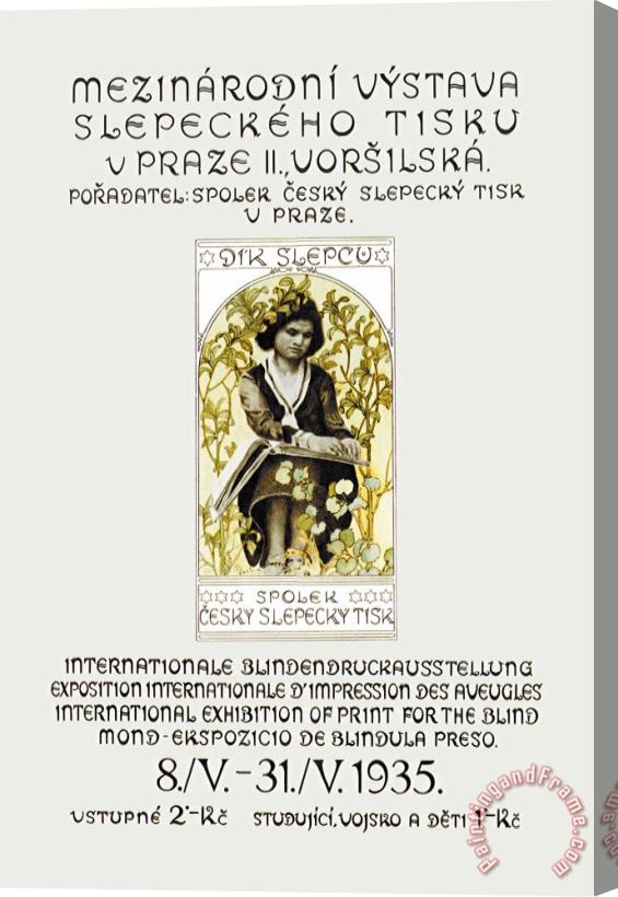 Alphonse Marie Mucha International Exhibition of Print for The Blind Stretched Canvas Print / Canvas Art