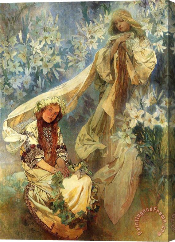 Alphonse Marie Mucha Madonna of The Lilies 1905 Stretched Canvas Print / Canvas Art