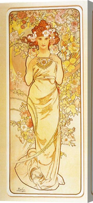 Alphonse Marie Mucha Rose Stretched Canvas Painting / Canvas Art