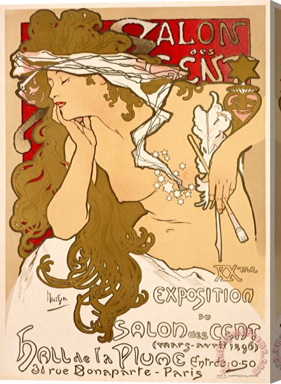 Alphonse Marie Mucha Salon Des Cent 1896 Stretched Canvas Print / Canvas Art