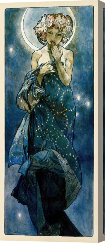 Alphonse Marie Mucha The Moon Stretched Canvas Print / Canvas Art