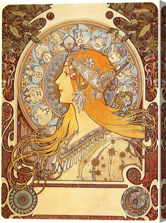Alphonse Marie Mucha Zodiac 1896 Stretched Canvas Painting / Canvas Art
