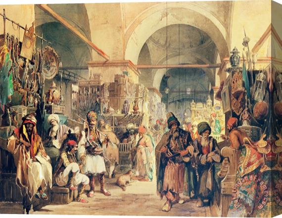 Amadeo Preziosi A Turkish Bazaar Stretched Canvas Painting / Canvas Art