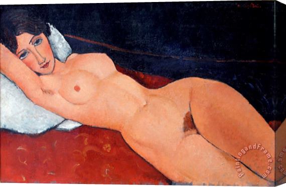 Amedeo Modigliani Female Nude Reclining on a White Pillow, 1917 Stretched Canvas Print / Canvas Art