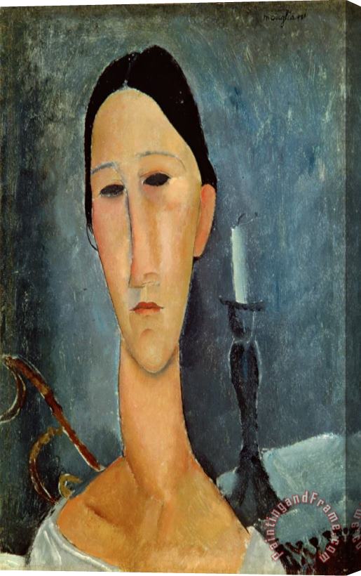 Amedeo Modigliani Hanka Zborowska with a Candlestick Stretched Canvas Painting / Canvas Art
