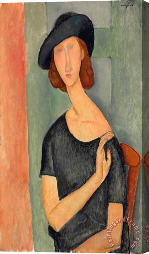 Amedeo Modigliani Jeanne Hebuterne (au Chapeau), 1919 Stretched Canvas Painting / Canvas Art