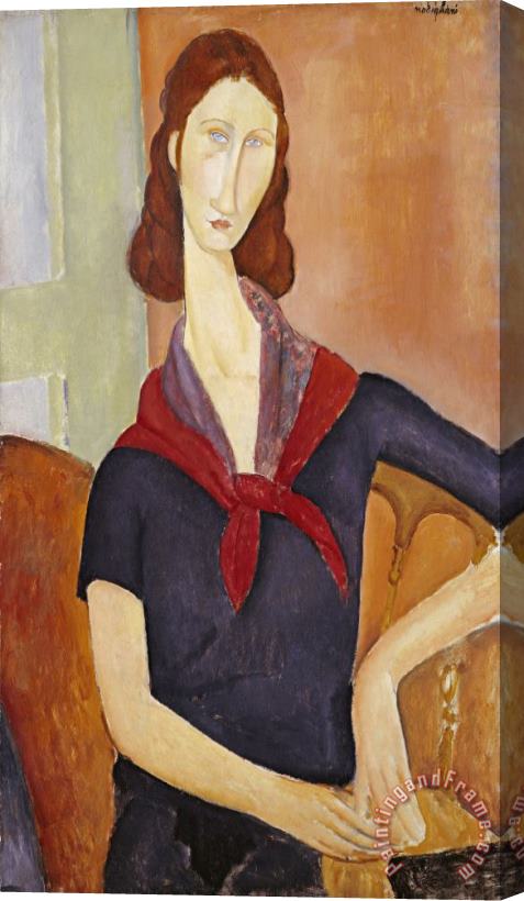 Amedeo Modigliani Jeanne Hebuterne (with a Scarf) Stretched Canvas Painting / Canvas Art