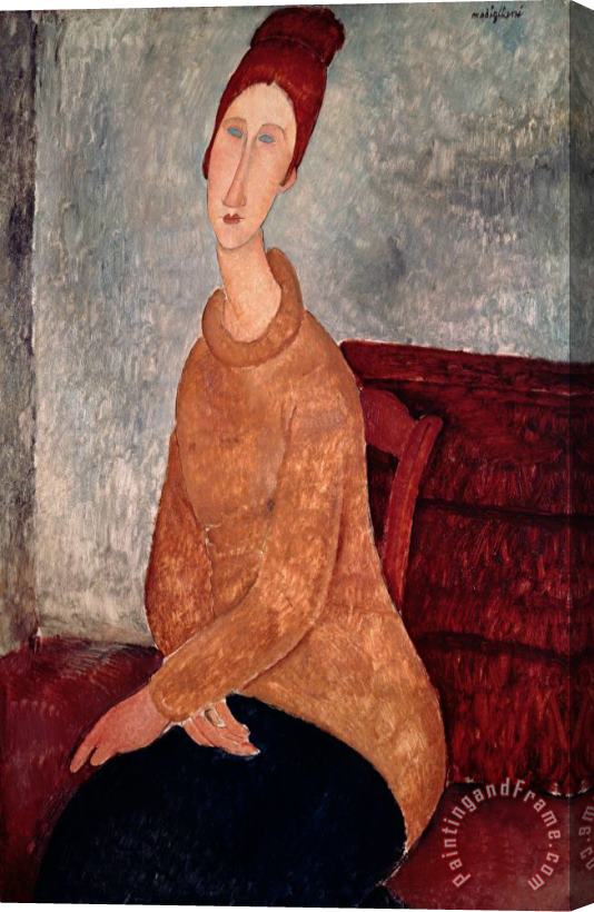 Amedeo Modigliani Jeanne Hebuterne in a Yellow Jumper Stretched Canvas Painting / Canvas Art