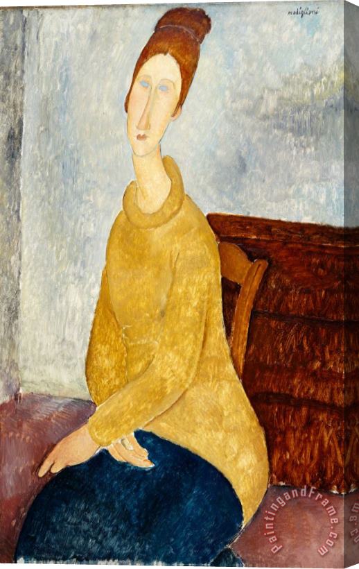 Amedeo Modigliani Jeanne Hebuterne with Yellow Sweater (le Sweater Jaune) Stretched Canvas Painting / Canvas Art