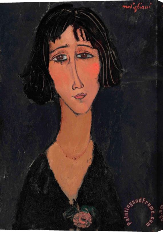 Amedeo Modigliani Jeune Femme a La Rose (margherita), 1916 Stretched Canvas Print / Canvas Art