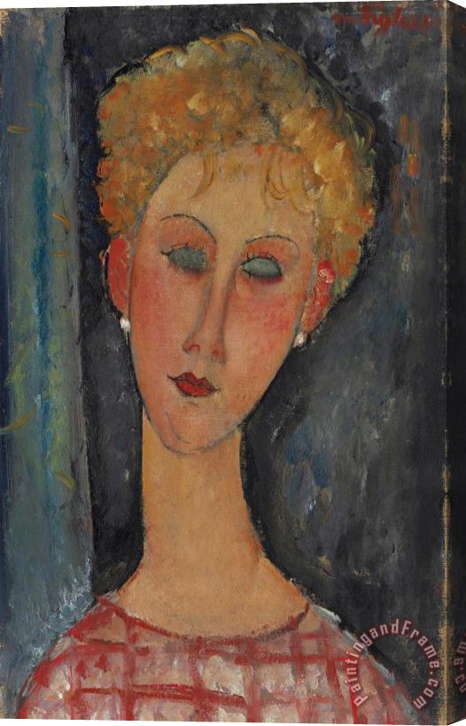 Amedeo Modigliani La Blonde Aux Boucles D'oreille, 1918 Stretched Canvas Painting / Canvas Art