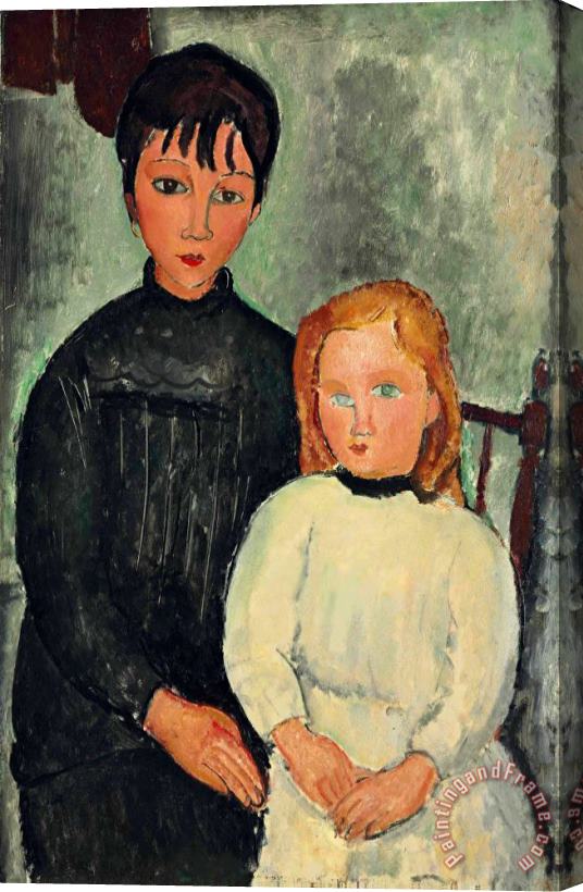 Amedeo Modigliani Les Deux Filles, 1918 Stretched Canvas Painting / Canvas Art