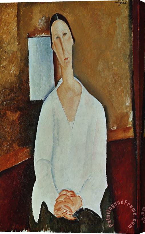 Amedeo Modigliani Madame Zborowska with Clasped Hands Stretched Canvas Print / Canvas Art