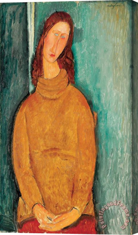 Amedeo Modigliani Portrait of Jeanne Hebuterne Stretched Canvas Print / Canvas Art
