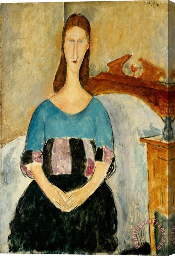 Amedeo Modigliani Portrait of Jeanne Hebuterne, Seated, 1918 Stretched Canvas Print / Canvas Art