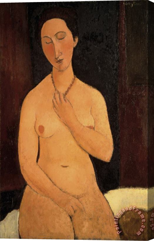 Amedeo Modigliani Seated Nude with Necklace Stretched Canvas Painting / Canvas Art