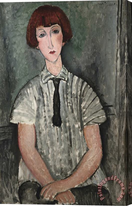 Amedeo Modigliani Young Girl in a Striped Shirt Stretched Canvas Print / Canvas Art