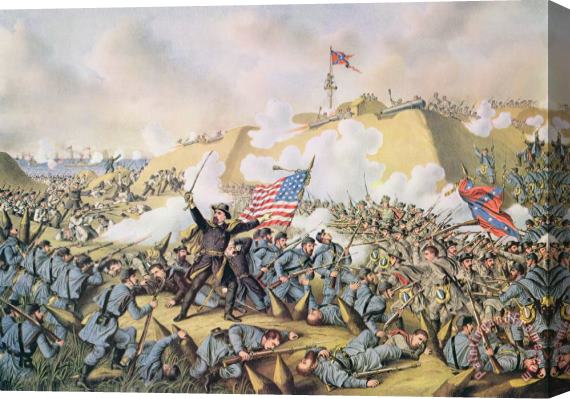 American School Capture of Fort Fisher 15th January 1865 Stretched Canvas Print / Canvas Art