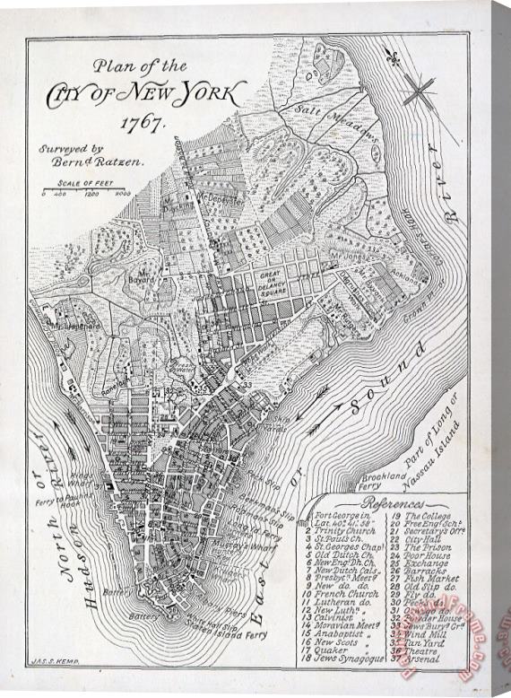 American School Plan of the City of New York Stretched Canvas Print / Canvas Art
