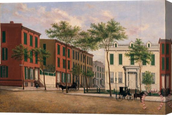 American School Street in Brooklyn Stretched Canvas Painting / Canvas Art