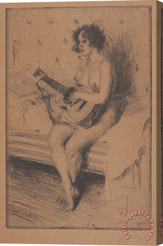 Anders Zorn The Guitar Player Stretched Canvas Print / Canvas Art