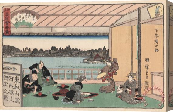 Ando Hiroshige Drinking Party at Restaurant Kawachiro Stretched Canvas Print / Canvas Art